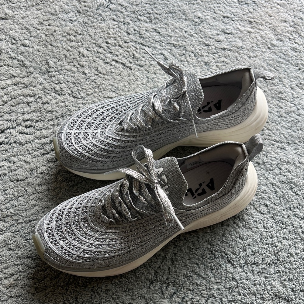 APL Metallic Gray Knit Sneakers